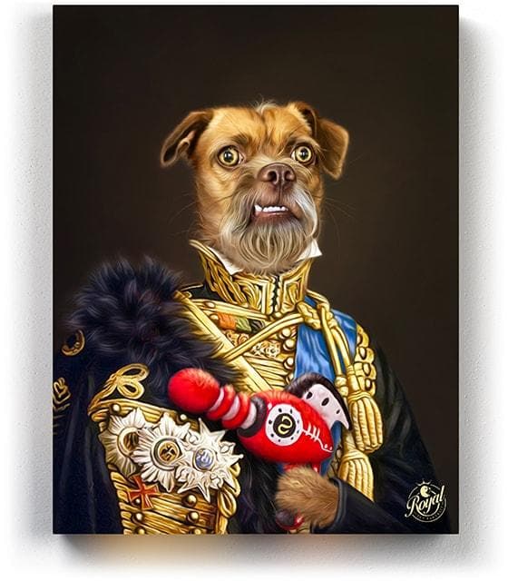 Pet Portraits on Canvas - THE WAR HERO - ROYAL PET PORTRAITS - Royal Pet Pawtrait