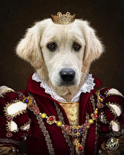 Load image into Gallery viewer, Pet Portraits on Canvas - THE QUEEN - ROYAL PET PORTRAITS - Royal Pet Pawtrait