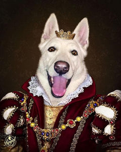 Pet Portraits on Canvas - THE QUEEN - ROYAL PET PORTRAITS - Royal Pet Pawtrait