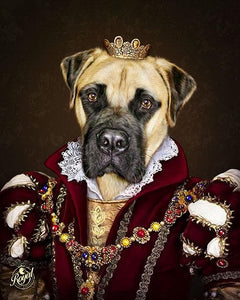 Pet Portraits on Canvas - THE QUEEN - ROYAL PET PORTRAITS - Royal Pet Pawtrait