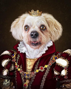 Pet Portraits on Canvas - THE QUEEN - ROYAL PET PORTRAITS - Royal Pet Pawtrait