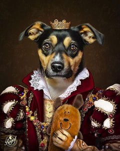 Pet Portraits on Canvas - THE QUEEN - ROYAL PET PORTRAITS - Royal Pet Pawtrait