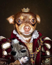 Load image into Gallery viewer, Pet Portraits on Canvas - THE QUEEN - ROYAL PET PORTRAITS - Royal Pet Pawtrait