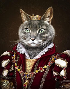 Pet Portraits on Canvas - THE QUEEN - ROYAL PET PORTRAITS - Royal Pet Pawtrait