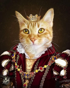 Pet Portraits on Canvas - THE QUEEN - ROYAL PET PORTRAITS - Royal Pet Pawtrait