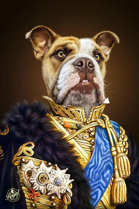 Pet Portraits on Canvas - THE WAR HERO - ROYAL PET PORTRAITS - Royal Pet Pawtrait