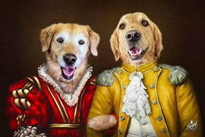 Pet Portraits on Canvas - THE ROYAL FAMILY - ROYAL MULTI-PET PORTRAITS - Royal Pet Pawtrait