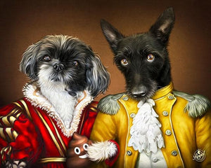 Pet Portraits on Canvas - THE ROYAL FAMILY - ROYAL MULTI-PET PORTRAITS - Royal Pet Pawtrait